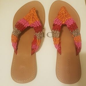 New Old Navy Flat Sandals Flip Flops red pink